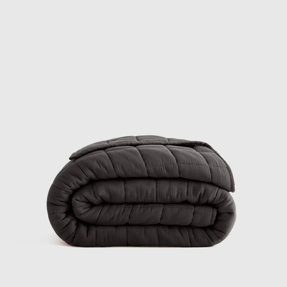 Organic Airy Gauze Dream Quilt in Charcoal Queen Size